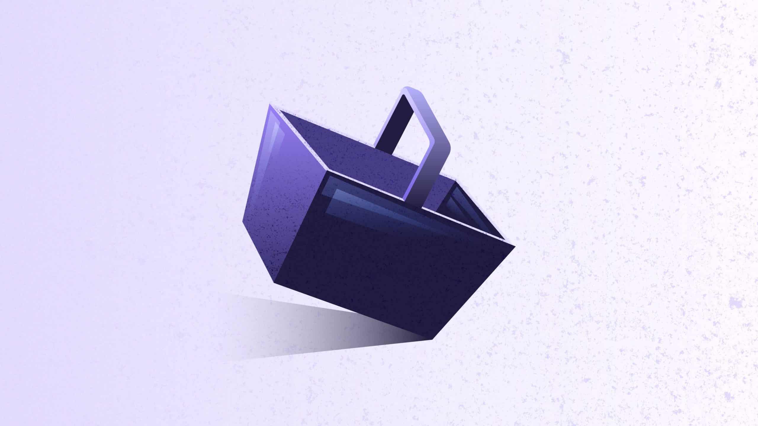 purple shopping basket illustration