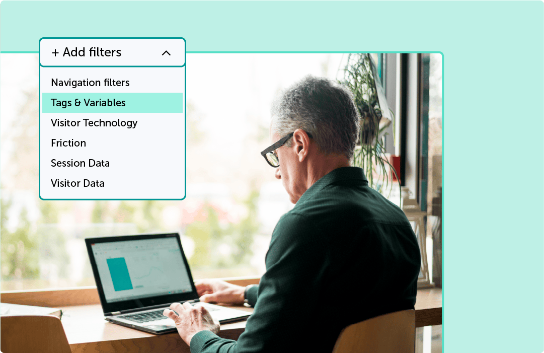 A grid view of different funnels tracked through Mouseflow and a dropdown showing the many customizable filtering options.
