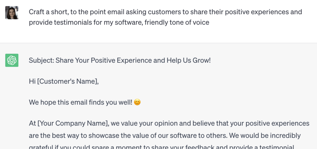 ChatGPT Social Proof Email Prompt