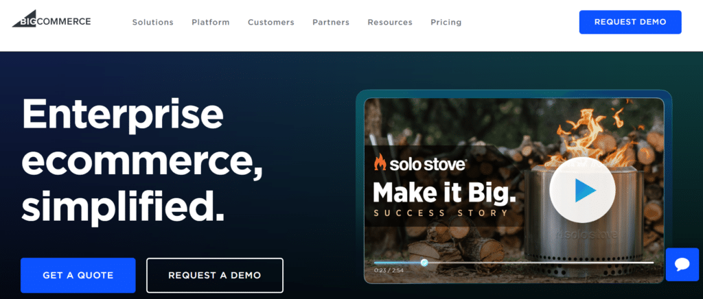 Bigcommerce website landing page hero section