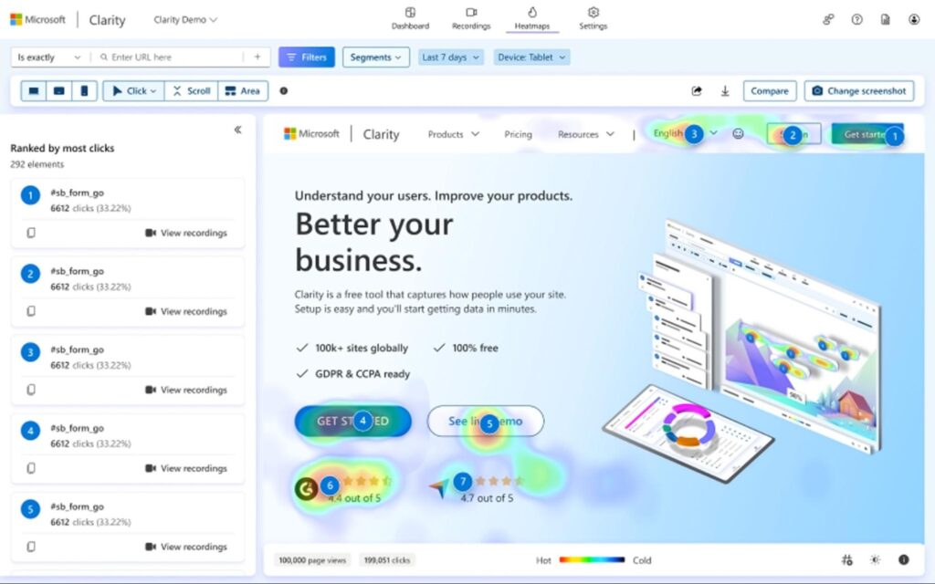 Microsoft Clarity screenshot