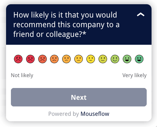 An example of an NPS survey created with Mouseflow