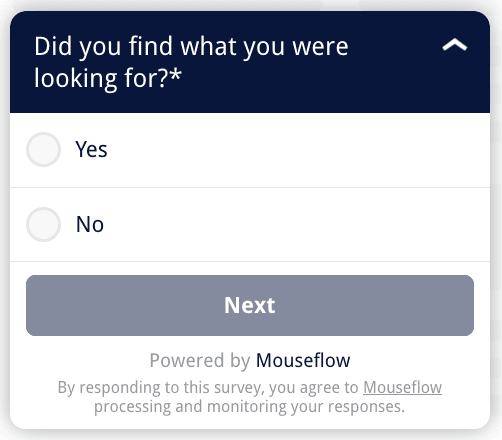 A screenshot of a very short Mouseflow survey