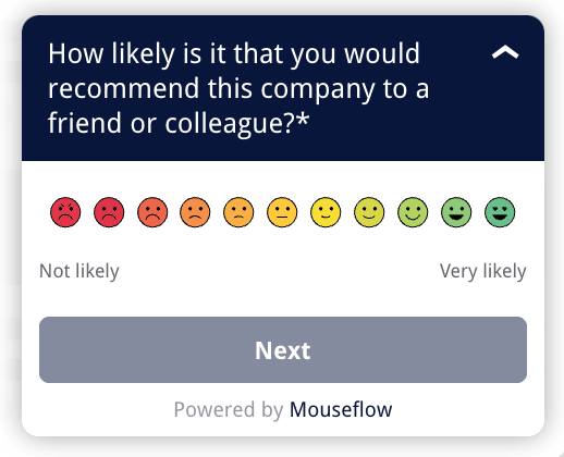 Mouseflow NPS survey example