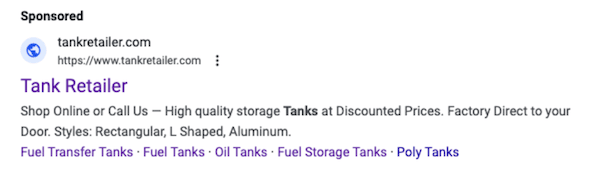 Tank retailer ads