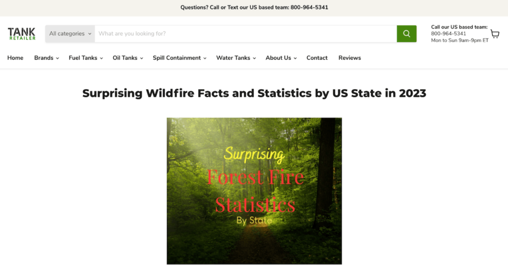 Tank Retailer wildfire statistics blog post