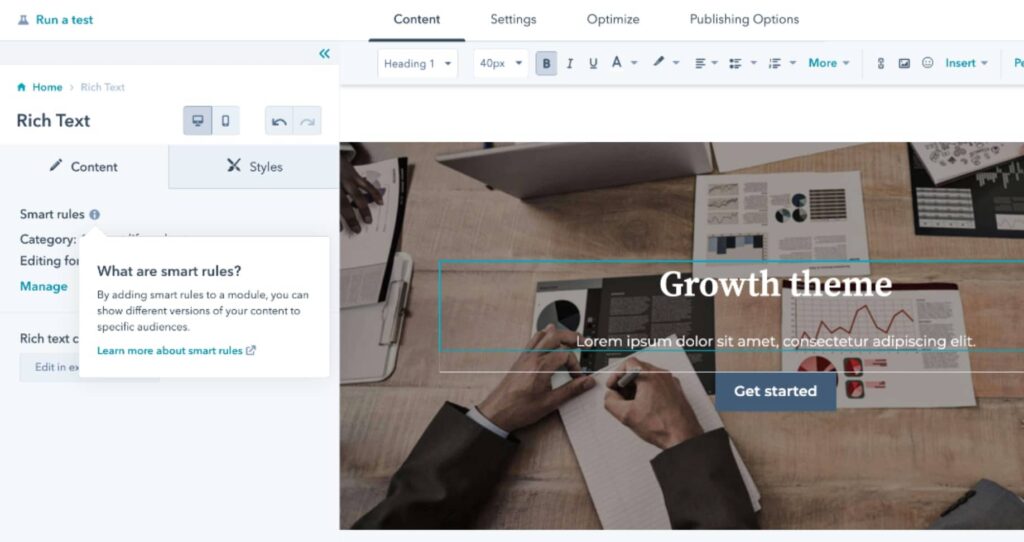 HubSpot builder screenshot