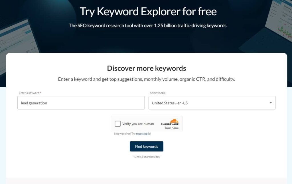 Moz Keyword Explorer screenshot