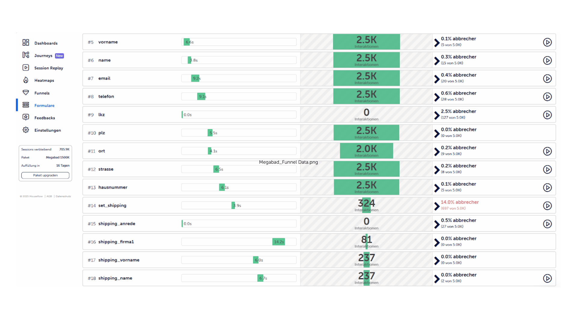 Megabad's Conversion Funnel Data