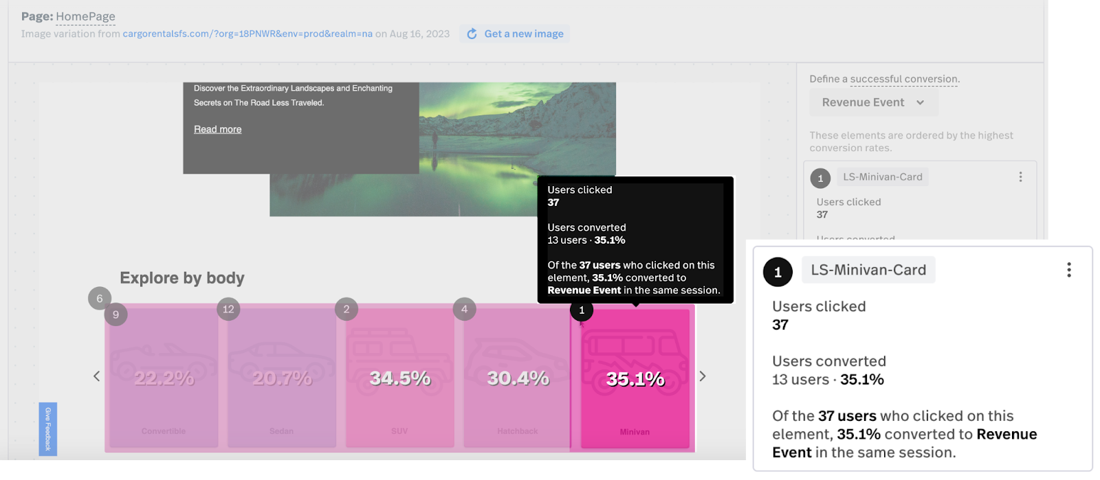 Fullstory Conversion Heatmap Example