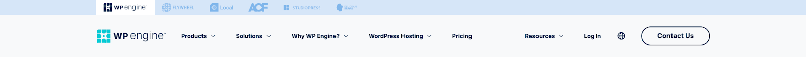 Old Navigation on WP Engine's Website
