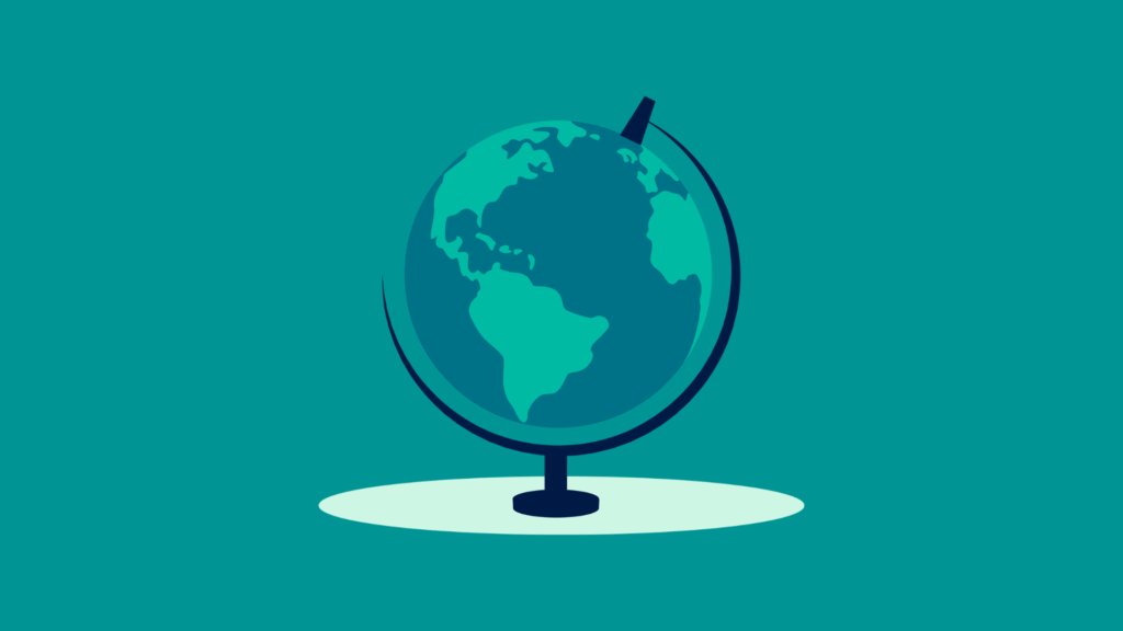 Blue and green Globe on a green background