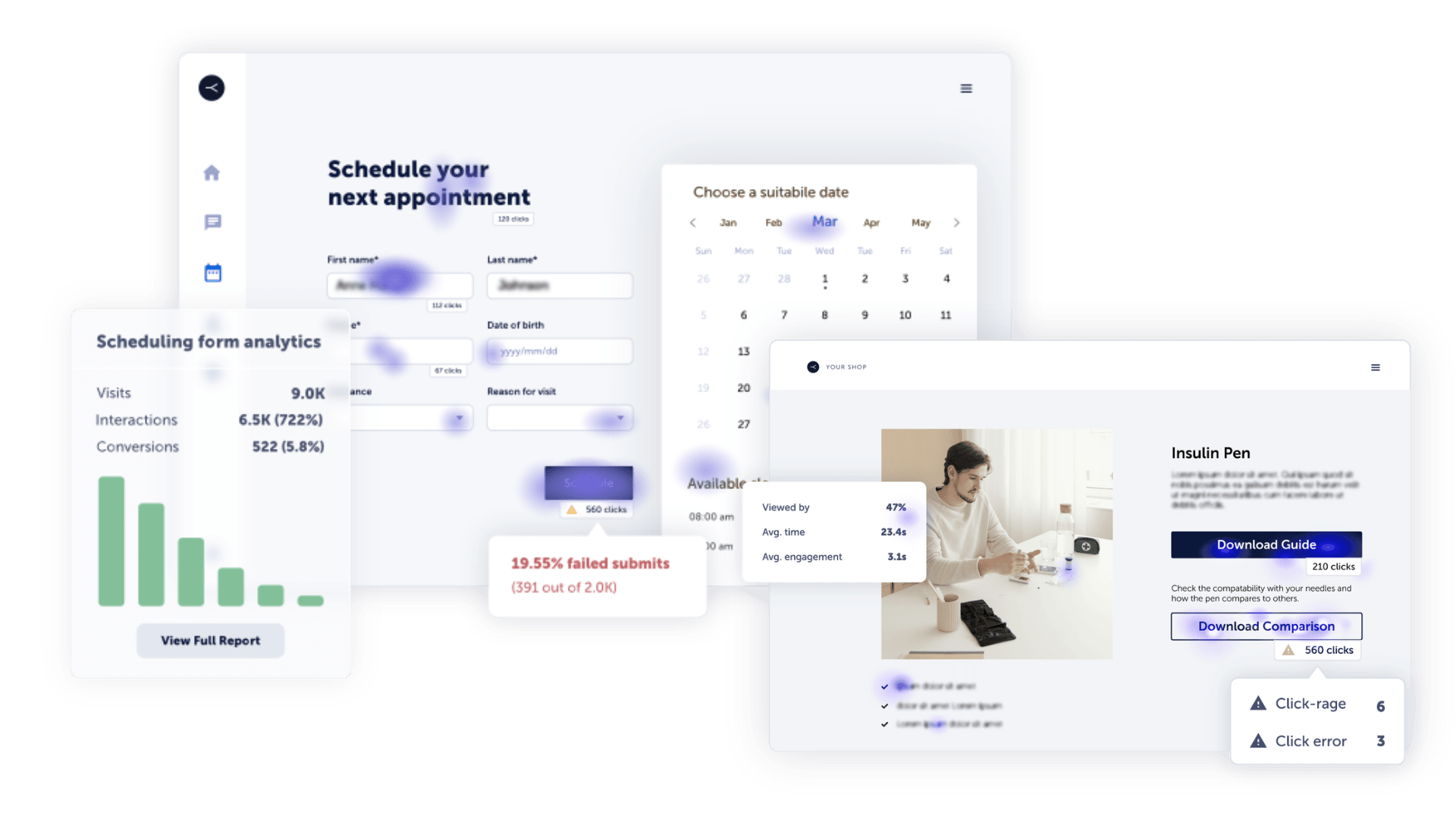 Pharma-Healthcare Header with examples of Heatmap