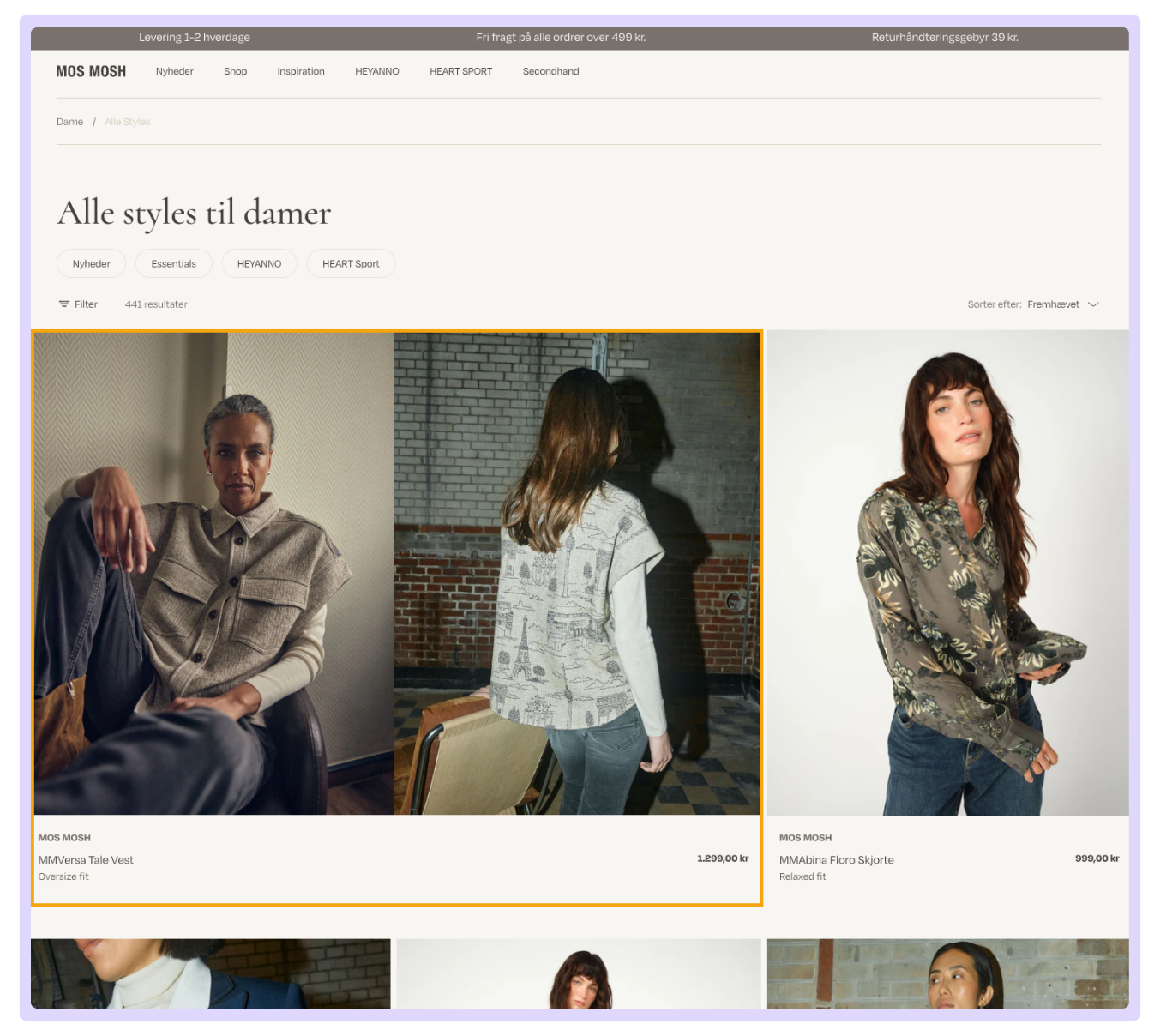 Double-Sized Product on Women’s Collection Page
