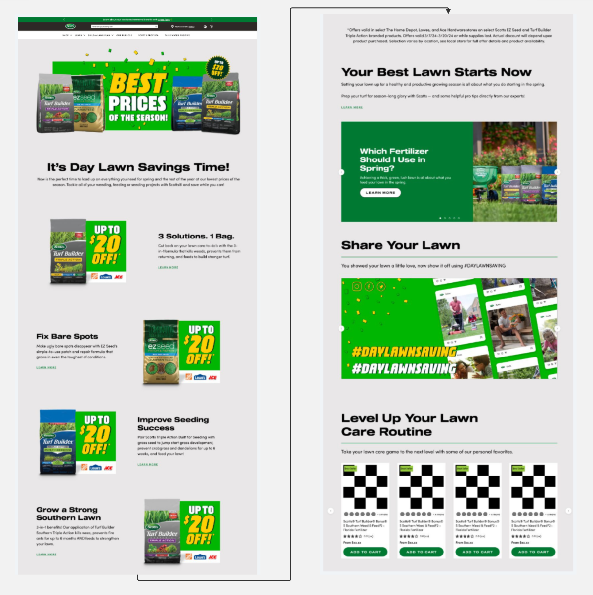 DayLawn Saving landing page showing optimized design and stronger conversion paths
